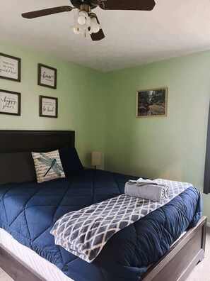 Cottage, 1 Queen Bed, Hot Tub (Blue Cottage) | 1 bedroom, individually decorated, individually furnished, bed sheets - Blue Cottage With Game Room Deck & Hot Tub (Logan)
