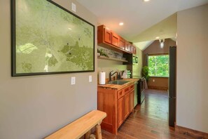 Cabin, Multiple Beds, Hot Tub (Tranquil Heights) | Private kitchen | Fridge, microwave, oven, stovetop