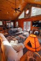 Cabin, Multiple Beds, Hot Tub (O'Hara) | Living area | Fireplace