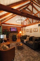 Cabin, Multiple Beds, Hot Tub (Pine Ridge Cabin) | Living area | Fireplace