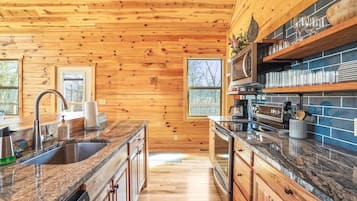 Cabin, 1 King Bed, Hot Tub (Fern Villa) | Private kitchen | Coffee/tea maker