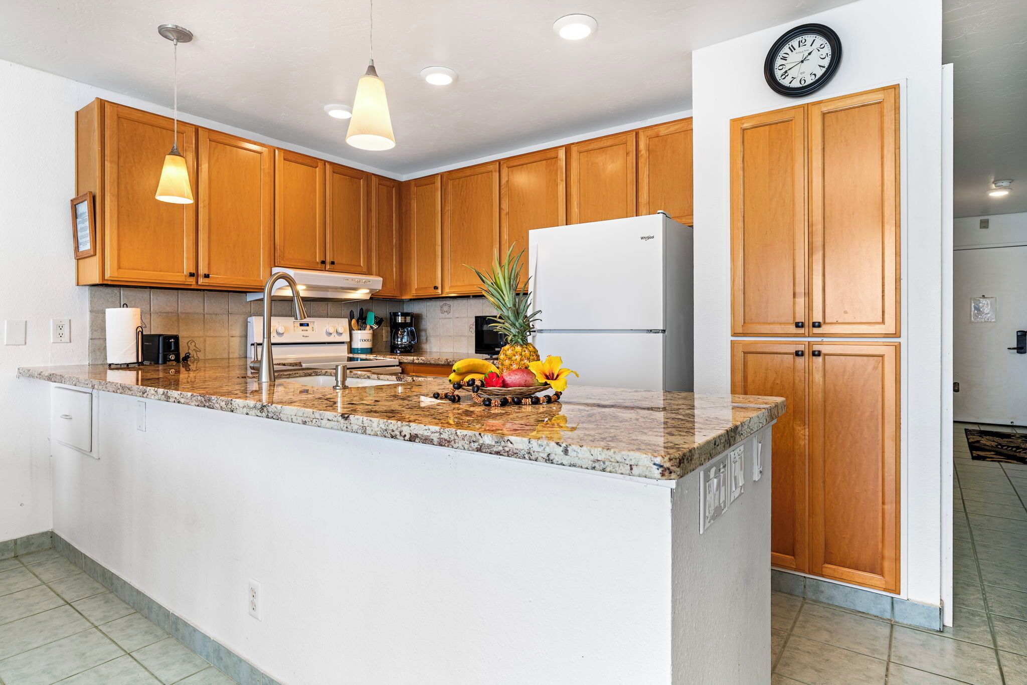 Condo, 1 King Bed with Sofa bed, Lanai, Ocean View (Sea Village 1103) | Private kitchen | Fridge, microwave, oven, stovetop