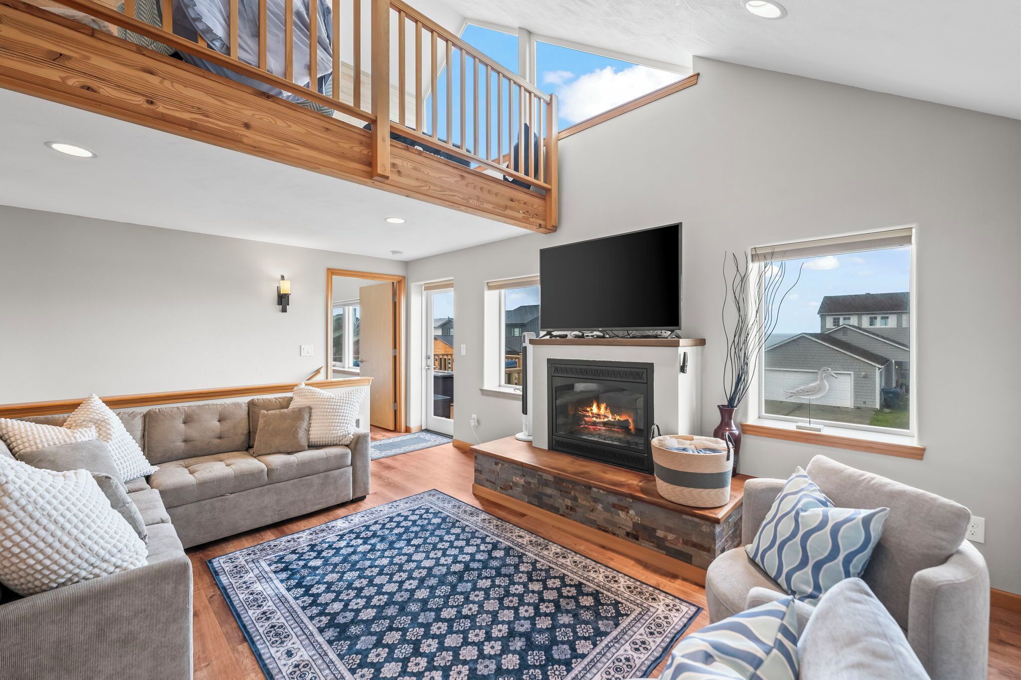 Smart TV, fireplace, video games