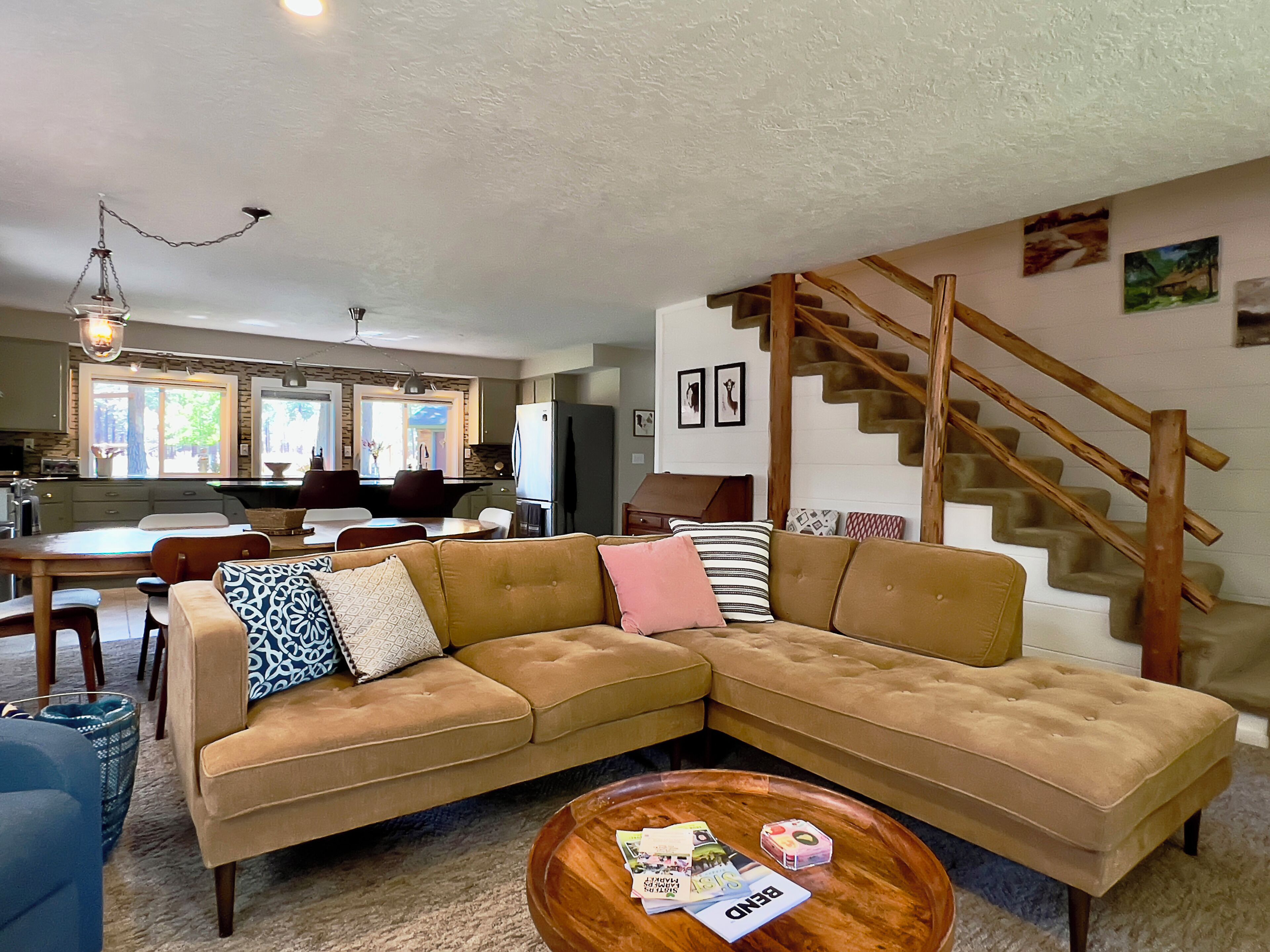 TV, fireplace, video games, table football