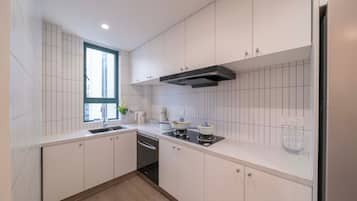 Deluxe Apartment, City View | Private kitchen