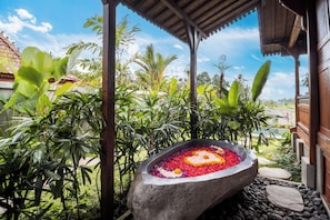 Romantic Villa, Private Pool, Pool View | Bathroom | Free toiletries, hair dryer, bathrobes, slippers