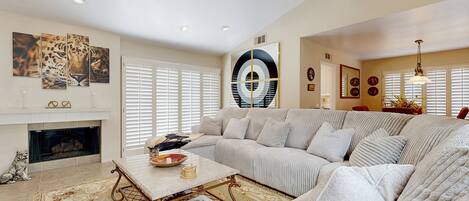 TV, fireplace, DVD player