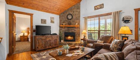 TV, fireplace
