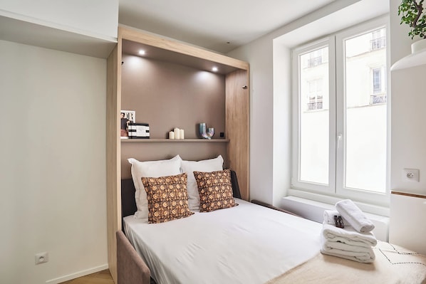 Apartamento | 1 dormitorio, tabla de planchar con plancha, ropa de cama