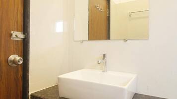 Shower, bathrobes, towels, soap