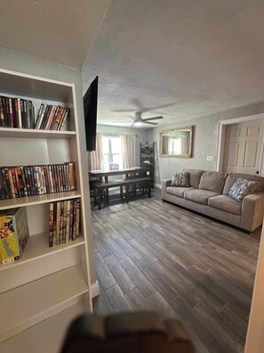Smart TV, DVD player, books