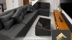 Ferienhaus, 2 Schlafzimmer, Raucher, Terrasse | Wohnzimmer
