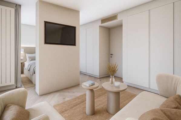 Superior Room, City View | Living area | Flat-screen TV