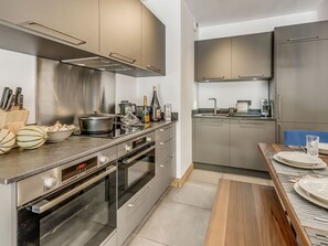 Fridge, microwave, oven, dishwasher