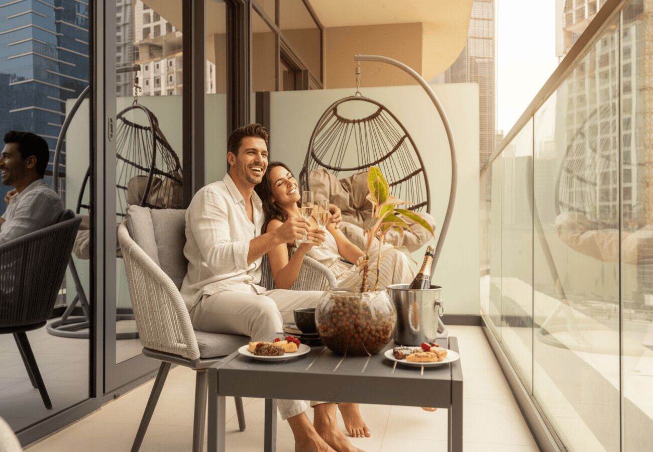 Deluxe appartement, 1 slaapkamer, uitzicht op meer | Terras