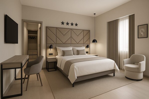 Caja de seguridad en la habitación, escritorio y cortinas blackout 