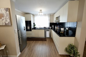 Fridge, microwave, oven, dishwasher
