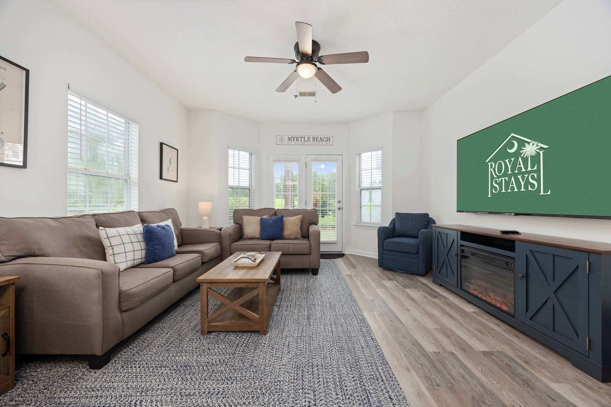 TV, fireplace, offices