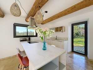 Fridge, microwave, oven, stovetop - Charming and quiet part of a 3 bedroom farmhouse with jacuzzi surrounded by olive trees! (Cavaillon)