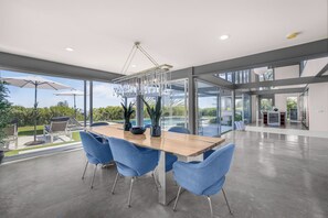 Luxury House, Multiple Beds, Pool Access, Pool View (Solara Point) | Dining - Solara Point - Sunset to Skyline With Pool & Epic Views (Beverly Hills)