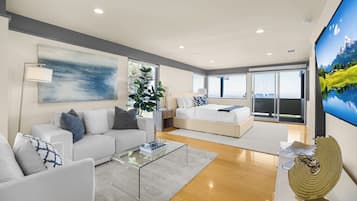 Luxury House, Multiple Beds, Pool Access, Pool View (Solara Point) | Living area | 55-inch flat-screen TV with digital channels, fireplace