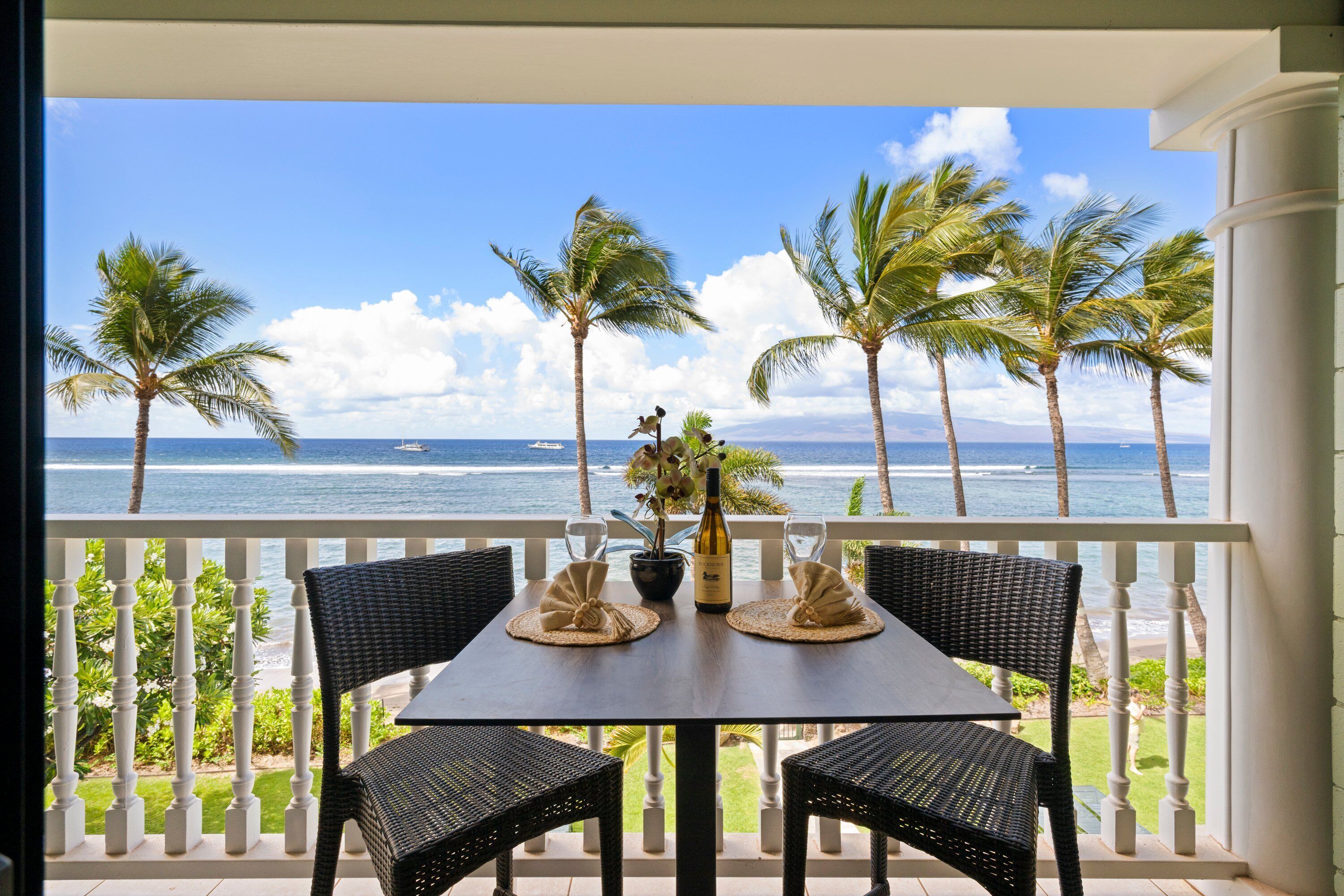 Soak up panoramic ocean views, refreshed gardens, and sparkling resort pool scenery—a perfect place for sunrise coffee or sunset cocktails.