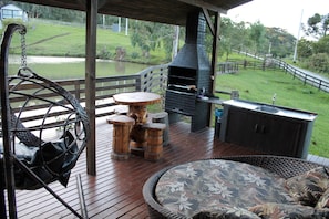 Deluxe Chalet, Patio, Lake View | Terrace/patio