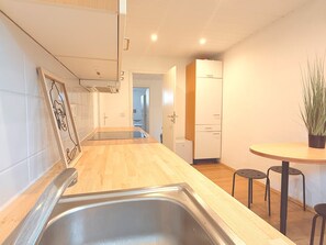 Fridge, microwave, oven, dishwasher