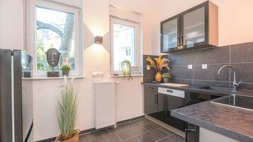 Kühlschrank, Mikrowelle, Ofen, Herdplatte