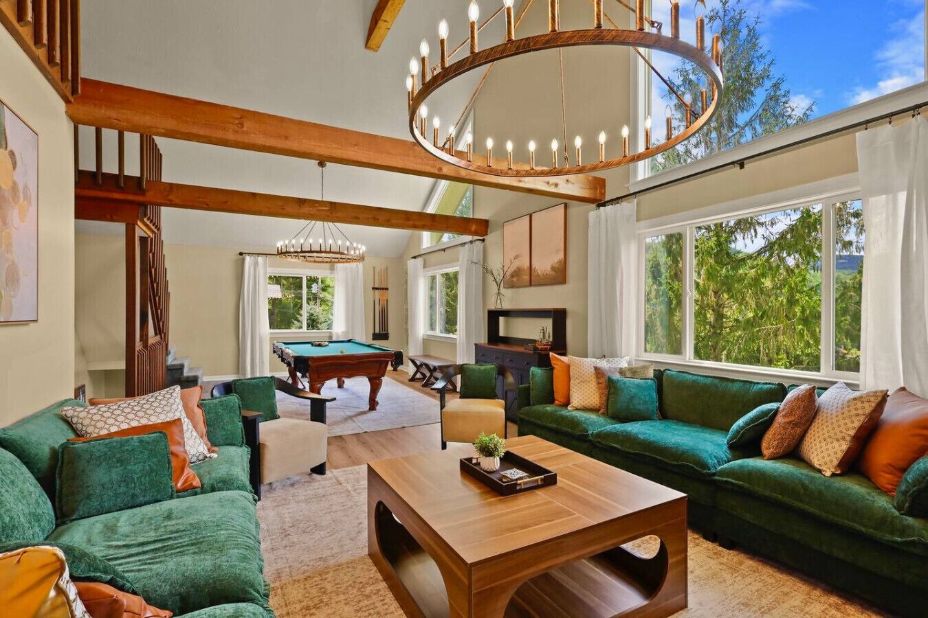 Télévision, cheminée, jeux vidéo, baby-foot