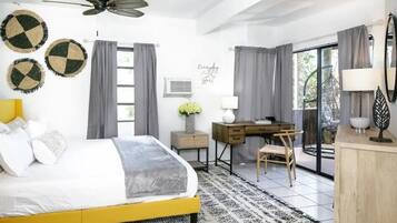 Comfort Apartment, 2 Bedrooms, Balcony, Ocean View | Desk, laptop workspace, blackout drapes, iron/ironing board