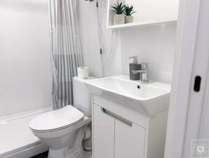 Hair dryer, towels, toilet paper