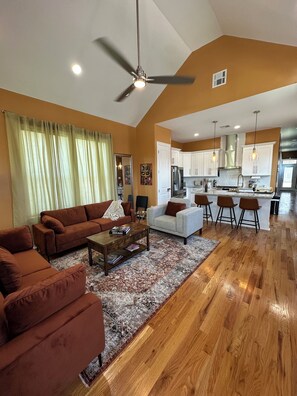 Smart TV, books, music library, stereo