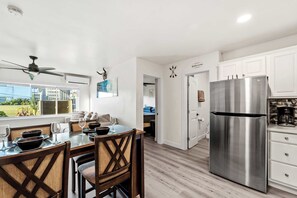 Fridge, stovetop, cookware/dishes/utensils