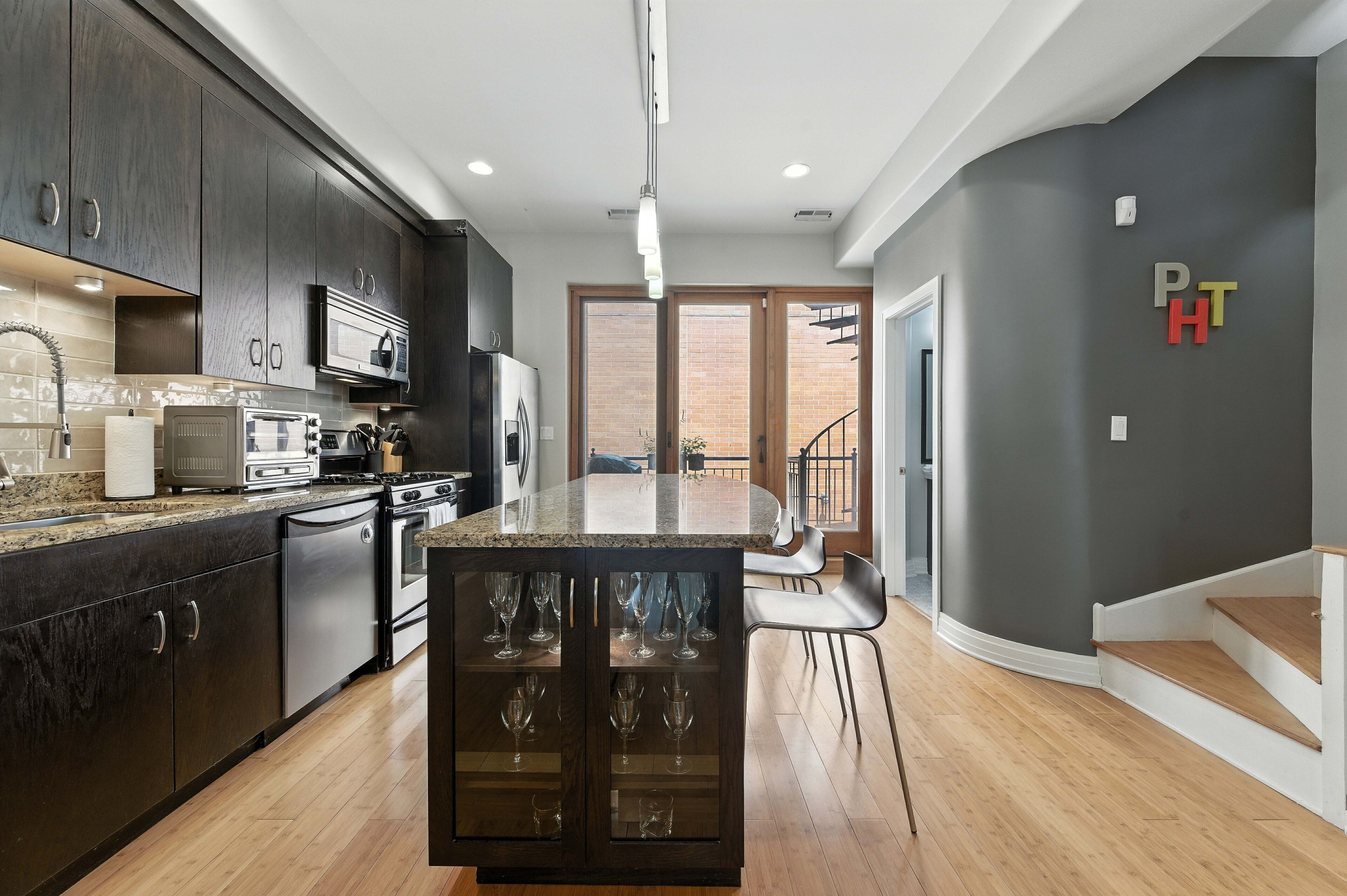 Fridge, microwave, oven, dishwasher