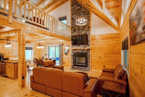 Smart TV, fireplace, ping pong
