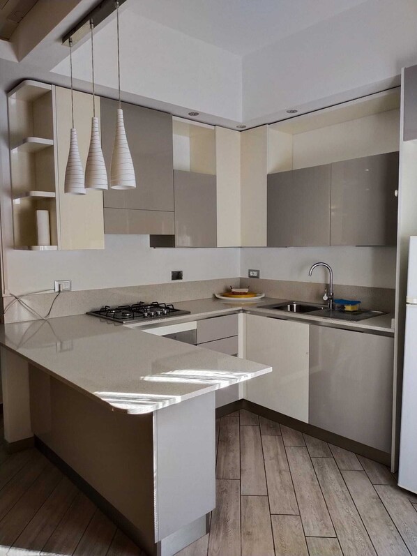 Réfrigérateur, un four, lave-vaisselle, cafetiÚre-théiÚre