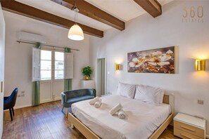 1 bedroom, desk, iron/ironing board, travel cot