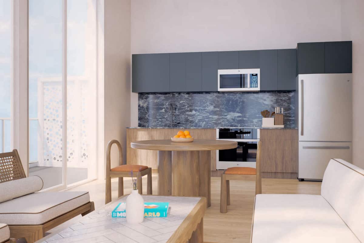 Apartment, 1 Bedroom, River View | Private kitchen | Full-sized fridge, microwave, oven, stovetop