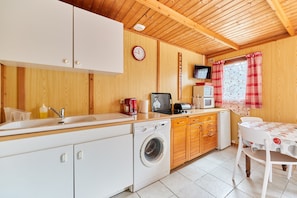Fridge, microwave, oven, coffee/tea maker