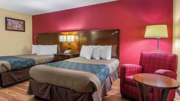 Laptop workspace, blackout curtains, soundproofing, iron/ironing board