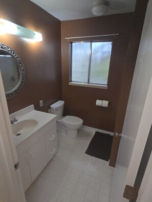 Shower, soap, toilet paper