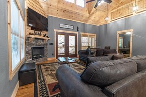 TV, fireplace, video games