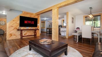 TV, fireplace, video games, ping pong