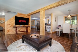 TV, fireplace, video games, table tennis