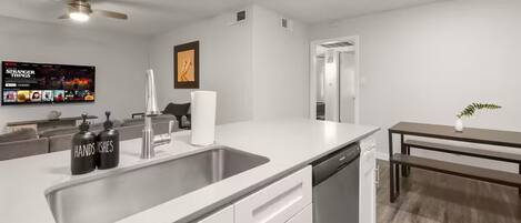 Microwave, oven, stovetop, dishwasher