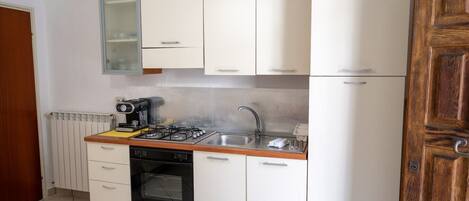 Frigorífico, microondas, horno y placa de cocina