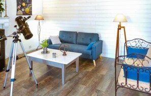 Televisión, chimenea, reproductor de DVD y estéreo