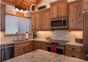 Fridge, microwave, dishwasher, coffee/tea maker