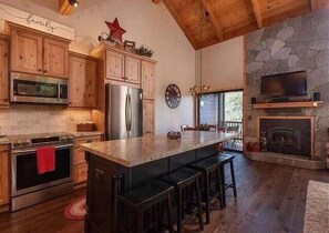 Fridge, microwave, dishwasher, coffee/tea maker